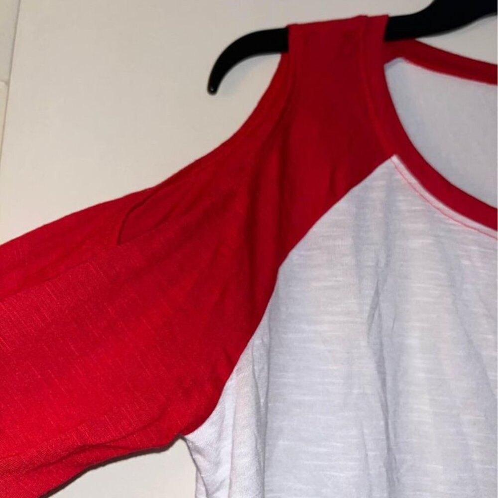 Authentic American Heritage by SO Dropped Shoulder White & Red Shirt, XL - Picture 4 of 9